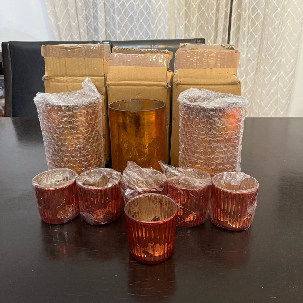 Antique Copper Votive Holder set of 3 larger and 6 smaller